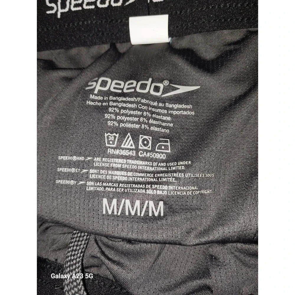 NEW! SPEEDO Tech Volley Stretch Swim Shorts Black-Gray Quick Dry size Medium
